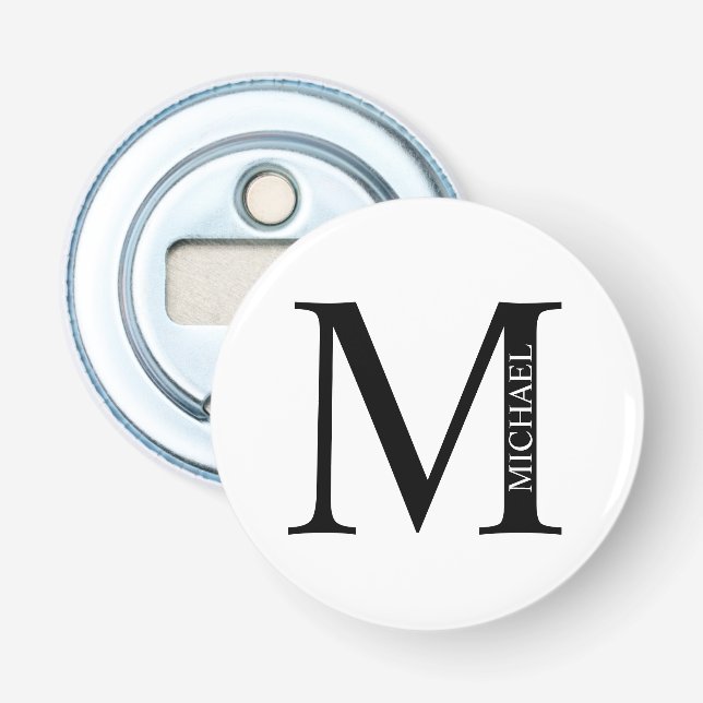 Personalisiertes Monogramm und Name Flaschenöffner (Vorderseite)