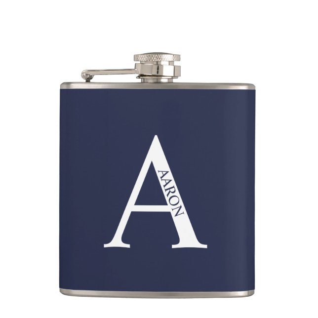 Personalisiertes Monogramm und Name Flask Flachmann (Vorderseite)