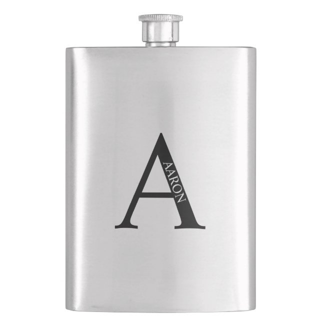 Personalisiertes Monogramm und Name Flask Flachmann (Vorderseite)
