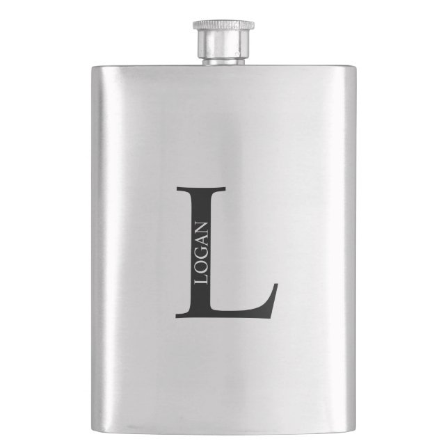 Personalisiertes Monogramm und Name Flask Flachmann (Vorderseite)