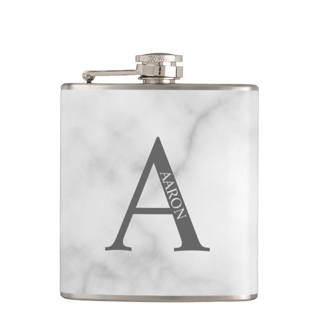 Personalisiertes Monogramm und Name Flask Flachmann (Vorderseite)