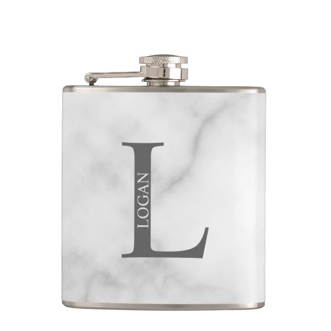 Personalisiertes Monogramm und Name Flask Flachmann (Vorderseite)