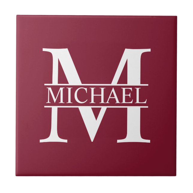 Personalisiertes Monogramm und Name Fliese (Vorderseite)