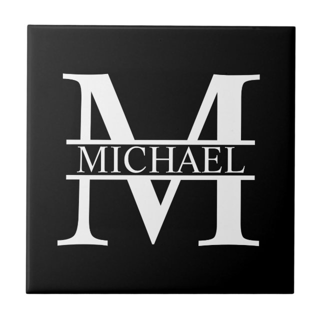 Personalisiertes Monogramm und Name Fliese (Vorderseite)