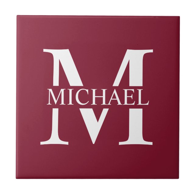 Personalisiertes Monogramm und Name Fliese (Vorderseite)