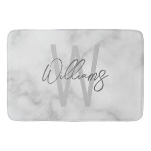 Personalisiertes Monogramm und Name für das weiße  Badematte