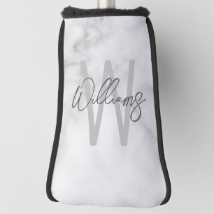 Personalisiertes Monogramm und Name für das weiße Golf Headcover