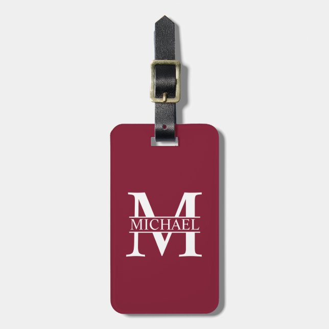 Personalisiertes Monogramm und Name Gepäckanhänger (Vorderseite vertikal)