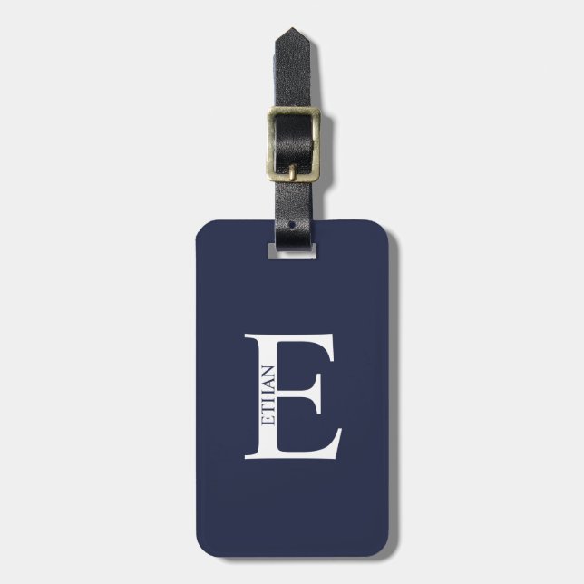 Personalisiertes Monogramm und Name Gepäckmarke Gepäckanhänger (Vorderseite vertikal)