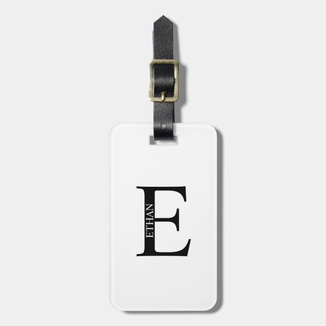 Personalisiertes Monogramm und Name Gepäckmarke Gepäckanhänger (Vorderseite vertikal)