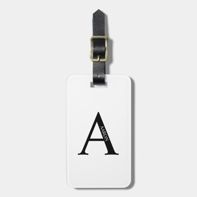 Personalisiertes Monogramm und Name Gepäckmarke Gepäckanhänger (Vorderseite vertikal)