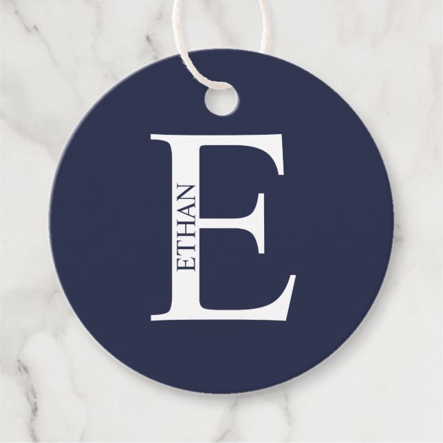 Personalisiertes Monogramm und Name Geschenkanhänger (Vorderseite)