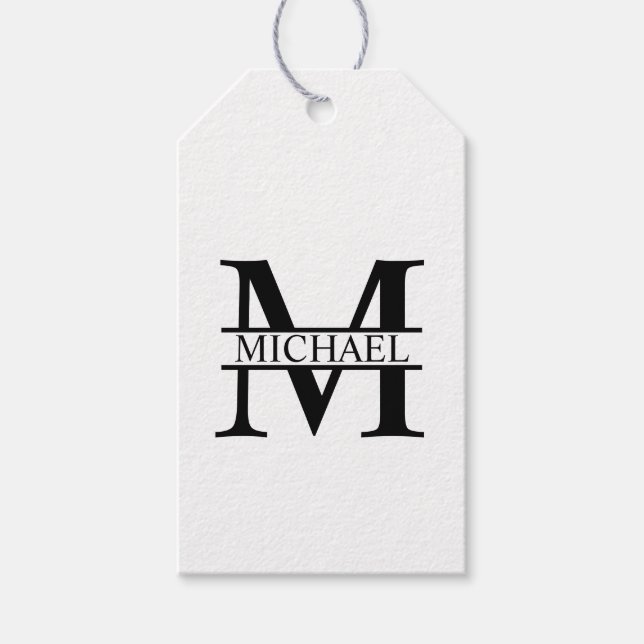 Personalisiertes Monogramm und Name Geschenkanhänger (Vorderseite)