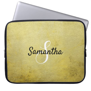 Personalisiertes Monogramm und Name Gold Foil Laptopschutzhülle