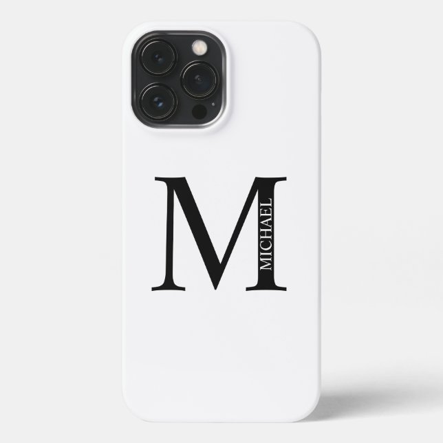 Personalisiertes Monogramm und Name iPhone 13 Pro Max Hülle (Rückseite)