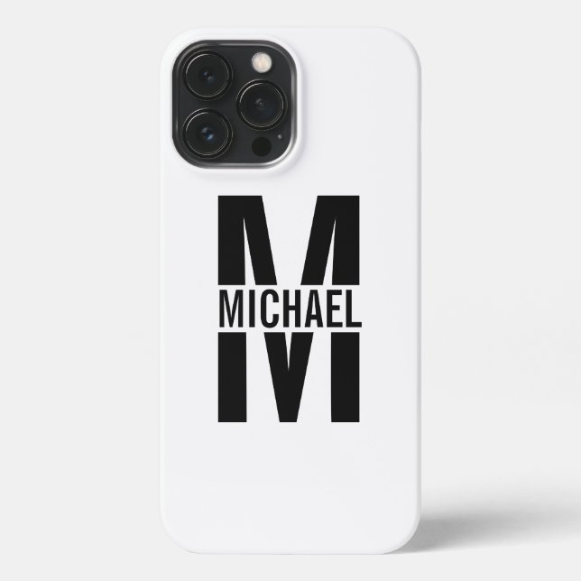 Personalisiertes Monogramm und Name iPhone 13 Pro Max Hülle (Rückseite)
