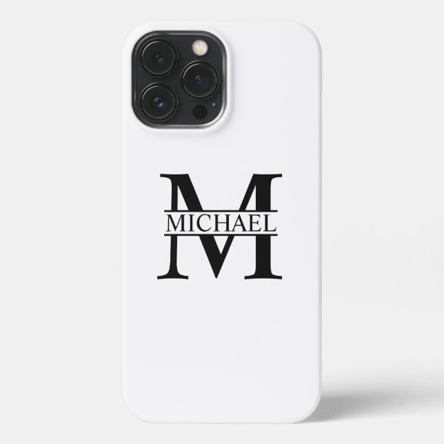 Personalisiertes Monogramm und Name iPhone 13 Pro Max Hülle (Rückseite)