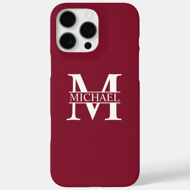 Personalisiertes Monogramm und Name iPhone 16 Pro Max Hülle (Rückseite)