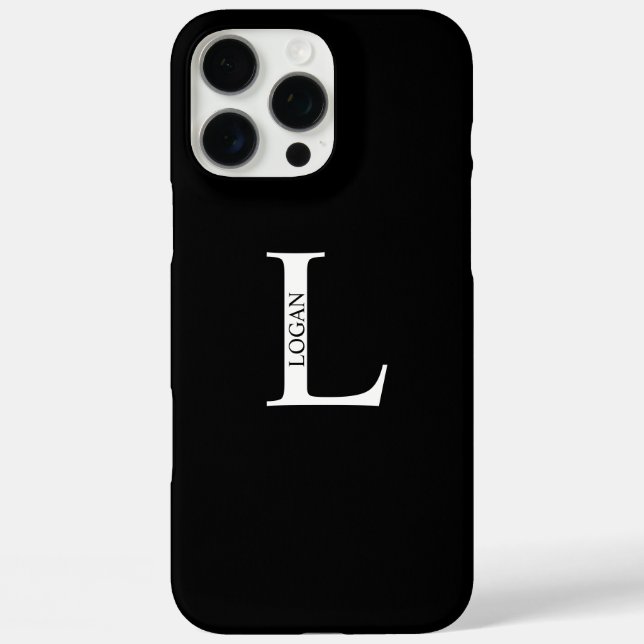 Personalisiertes Monogramm und Name iPhone 16 Pro Max Hülle (Rückseite)
