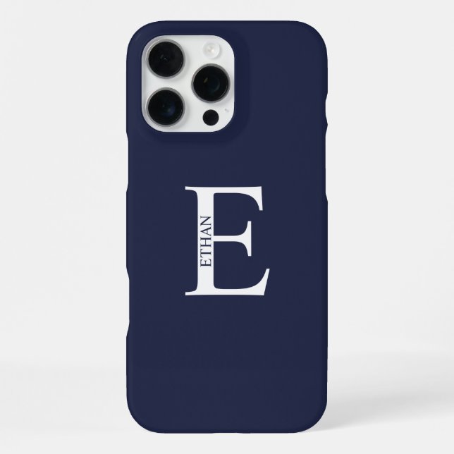 Personalisiertes Monogramm und Name iPhone 16 Pro Max Hülle (Rückseite)