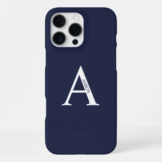 Personalisiertes Monogramm und Name iPhone 16 Pro Max Hülle (Rückseite)