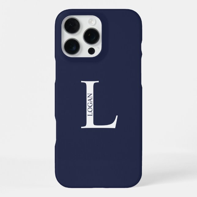 Personalisiertes Monogramm und Name iPhone 16 Pro Max Hülle (Rückseite)