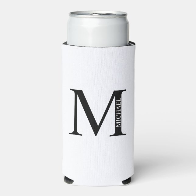 Personalisiertes Monogramm und Name kann gefärbt w Selters Dosenkühler (Seltzer Vorderseite)