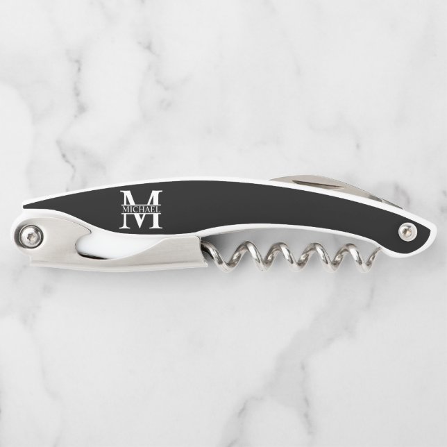 Personalisiertes Monogramm und Name Kellerschraube Kellnermesser (Vorderseite)
