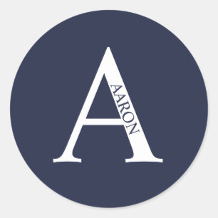 Personalisiertes Monogramm und Name Klassischer ru Runder Aufkleber