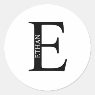 Personalisiertes Monogramm und Name Klassischer ru Runder Aufkleber