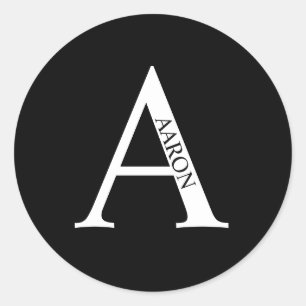 Personalisiertes Monogramm und Name Klassischer ru Runder Aufkleber