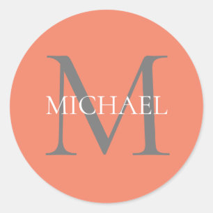 Personalisiertes Monogramm und Name Light Pink Runder Aufkleber