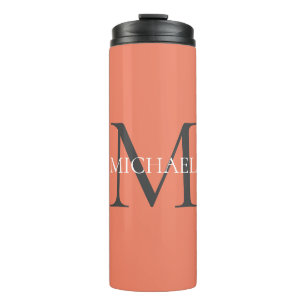 Personalisiertes Monogramm und Name Light Pink Thermosbecher