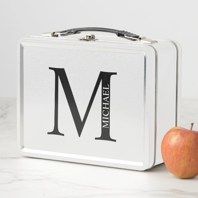 Personalisiertes Monogramm und Name Metal Lunch Bo Metall Brotdose (Beispiel)