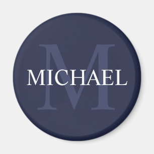 Personalisiertes Monogramm und Name Navy Blau Magnet