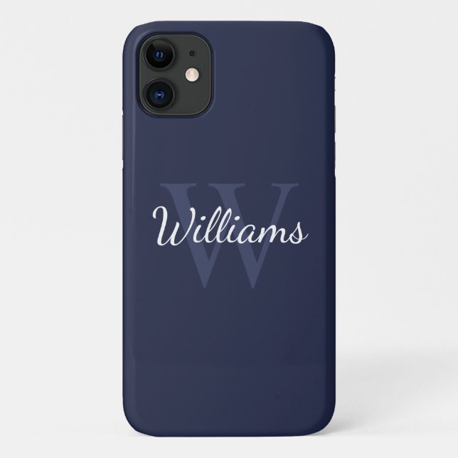 Personalisiertes Monogramm und Name Navy Blue Case-Mate iPhone Hülle (Rückseite)