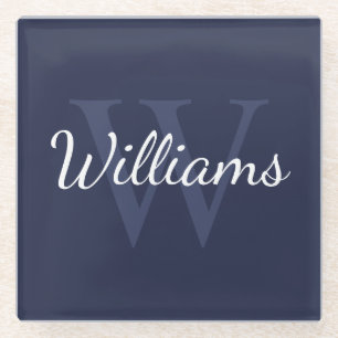 Personalisiertes Monogramm und Name Navy Blue Glasuntersetzer