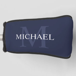 Personalisiertes Monogramm und Name Navy Blue Golf Headcover