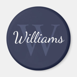 Personalisiertes Monogramm und Name Navy Blue Magnet