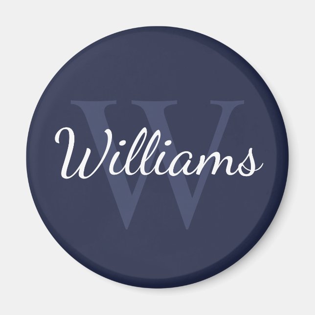 Personalisiertes Monogramm und Name Navy Blue Magnet (Vorne)