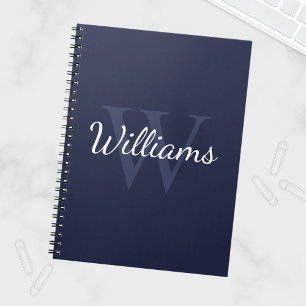 Personalisiertes Monogramm und Name Navy Blue Notizblock