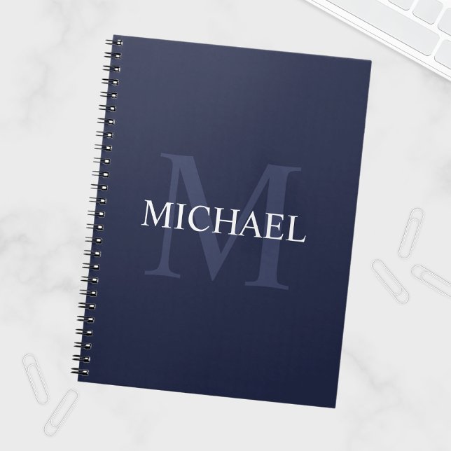 Personalisiertes Monogramm und Name Navy Blue Notizblock (Von Creator hochgeladen)