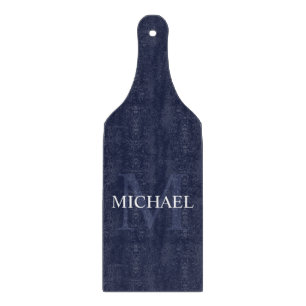 Personalisiertes Monogramm und Name Navy Blue Schneidebrett