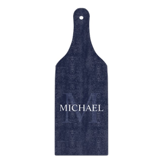 Personalisiertes Monogramm und Name Navy Blue Schneidebrett (Vorderseite)