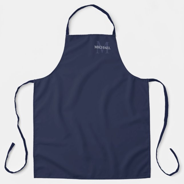 Personalisiertes Monogramm und Name Navy Blue Schürze (Vorderseite)
