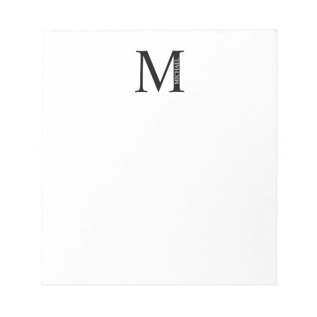 Personalisiertes Monogramm und Name Notepad Notizblock (Vorderseite)