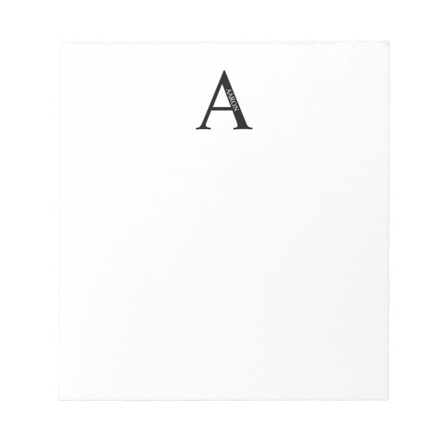 Personalisiertes Monogramm und Name Notepad Notizblock (Vorderseite)
