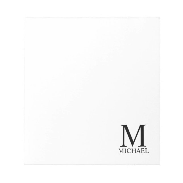Personalisiertes Monogramm und Name Notepad Notizblock (Vorderseite)