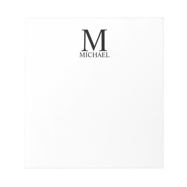 Personalisiertes Monogramm und Name Notepad Notizblock (Vorderseite)