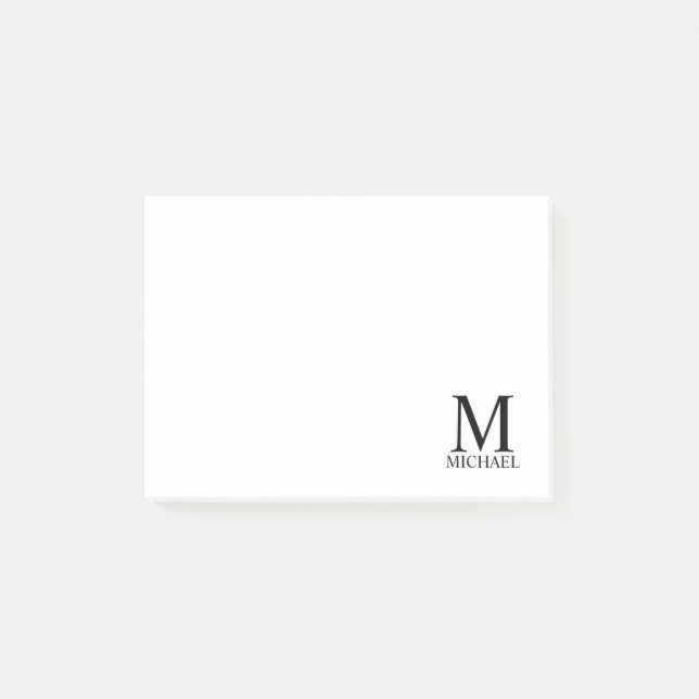 Personalisiertes Monogramm und Name Notepad Post-it Klebezettel (Vorderseite)